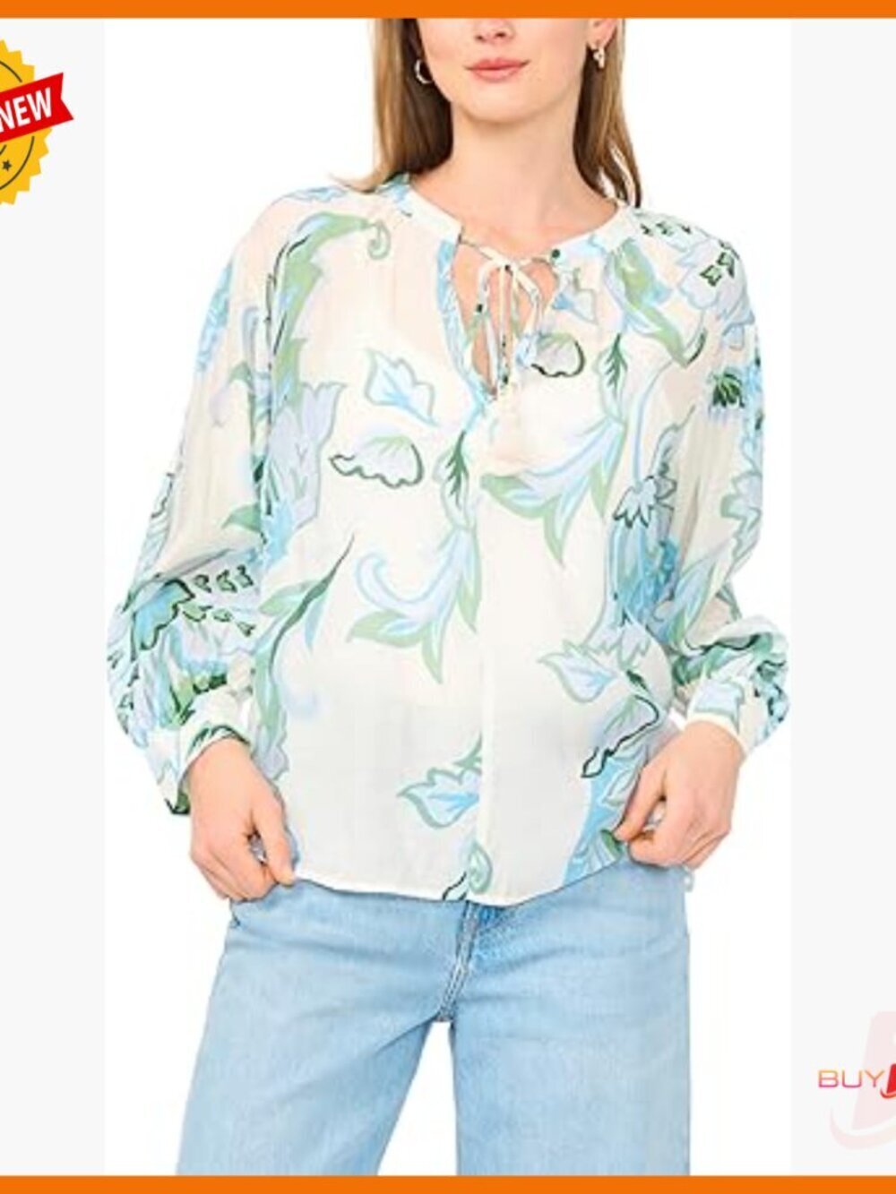 Oversized Long Sleeve Tie Front Blouse, Rayon Nylon Fabric, Regular Fit